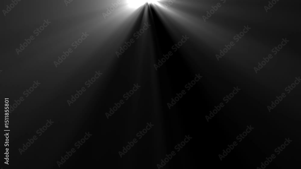 Poster shining star and light rays motion graphics on black screen chroma key alpha channel background.