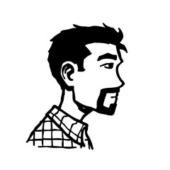 Man's Head Profile with Beard Vector