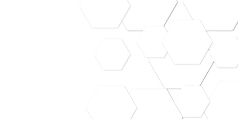 Geometric Technology White Hexagon Background, Abstract Vector Illustration of Science, Technology and Medical Concept Hexagon on Transparent Background.