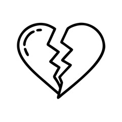 Obraz premium Broken heart icon in simple line art design style