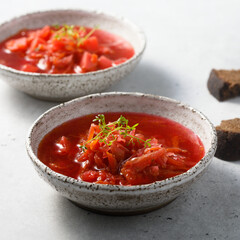 Traditional beetroot soup or borscht