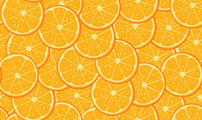 Seamless orange background with orange halves. Vector illustration for packaging, textiles and prints