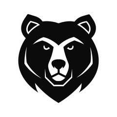 clean minimalist vector illustration of a bear head on white background.eps