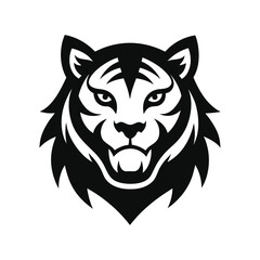 clean minimalist vector illustration of a tiger head mascot.eps