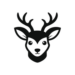 a clean minimalist vector illustration of a cute deer head on white background.eps