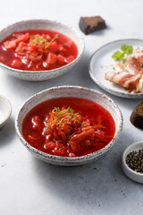 Traditional beetroot soup or borscht