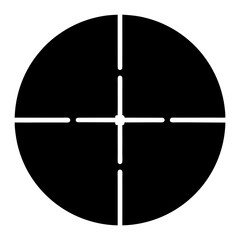 Black and white target or scope design with crosshairs and circular shape