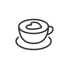 Coffee cup, linear icon. Hot drink symbol for cafe or break time. Line with editable stroke.