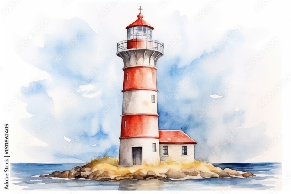 Poster lighthouse architecture building tower.