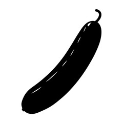 Stylized black silhouette of a cucumber, isolated on a white background