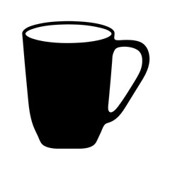 Isolated black and white silhouette of a coffee mug or teacup