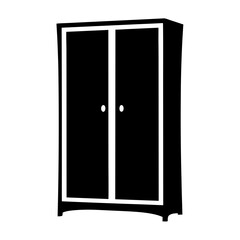 Stylized Silhouette Illustration of a TwoDoor Wardrobe with Contrasting Trim