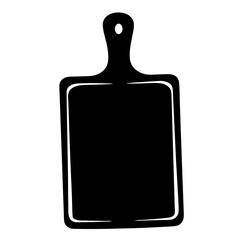 Black and white silhouette of a rectangular wooden cutting board design