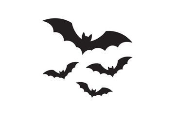 Naklejka premium Bats flying silhouette vector art illustration on white background