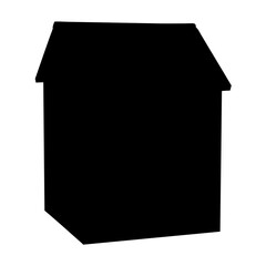 Solid Black Silhouette of a Simple House Structure with a Peaked Roof