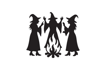 Coven circle silhouette vector art illustration on white background