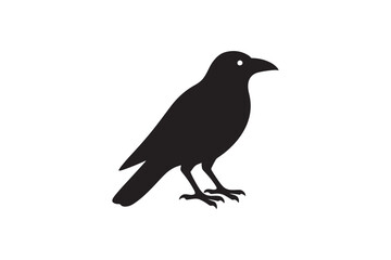crow silhouette vector art illustration on white background