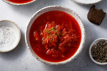 Traditional beetroot soup or borscht