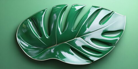 Glossy Green Monstera Leaf