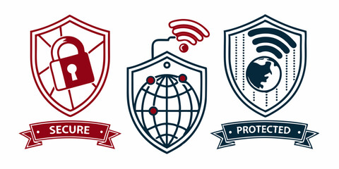 Set of Security Shield Icons &ndash; Protection and Safety Logotypes Collection

