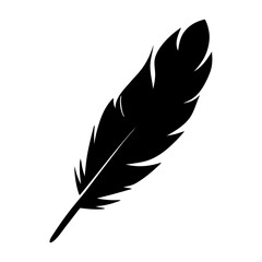 Black and White Silhouette of a Feather with Intricate Details