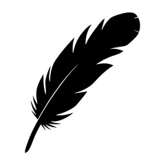 Black and White Silhouette of a Feather with Intricate Details
