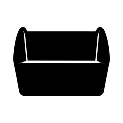 Silhouette illustration of a long rectangular container with curved, angled handles on white
