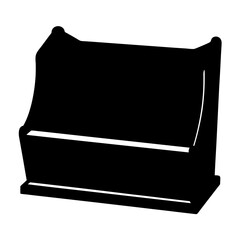 Silhouette of a wooden card catalog file cabinet with top handles