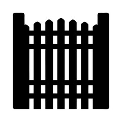 Simple black silhouette illustration of a traditional picket fence on white