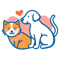 Naklejka premium Friendly dog and cat illustration, for pet adoption websites