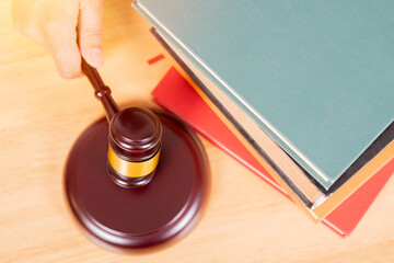 Law theme, mallet of the judge, law enforcement officers, evidence-based cases and documents