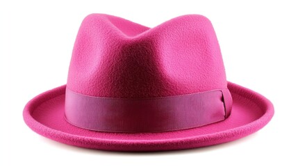 Magenta Hat: A stylish magenta hat, designed with a classic fedora silhouette, capturing a blend of sophistication and modernity. The hat's rich color and sleek design create a timeless fashion.