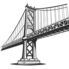 Fototapeta premium Metal cable suspension bridge vector on white background, bridge icon, bridge logo. Adobe Illustrator Artwork