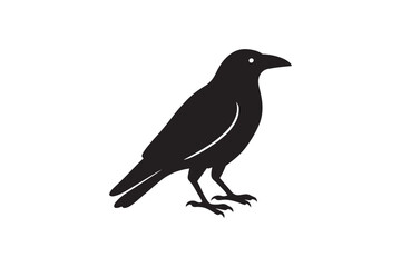 Obraz premium Raven silhouette vector art illustration on white background