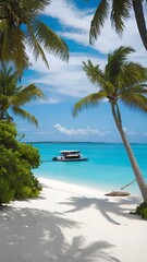 tropical beach with palm trees