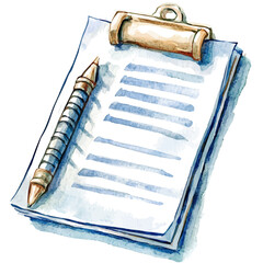 Task List, watercolor drawing vector, high quality, isolated on a white background.