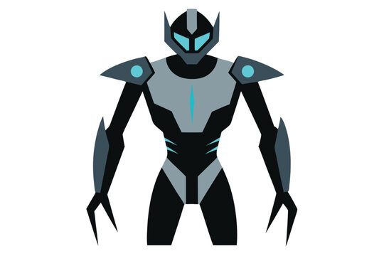 A futuristic bimana robot with sleek armor and glowing design vector art illustration