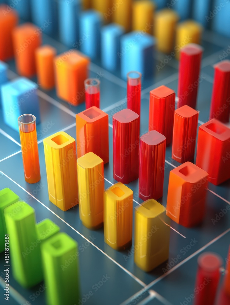 Fototapete 3d render illustrating infographic bars for tracking creatinine levels with an open right zone in a 