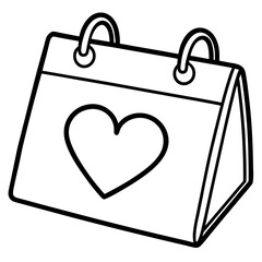 Line Art of a Calendar and Heart Symbol