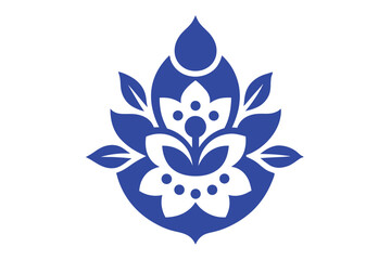 Blue and white floral clay thala design in porcelain pattern vector art illustration