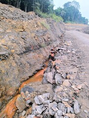 cliffs, ditch water flow and coal hauling roads