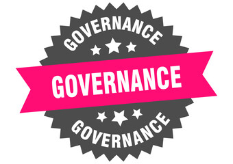 governance. governance round pink label isolated on transparent background
