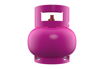 High Res Vibrant Pink Gas Bottle (LPGPropane) Isolated 3D Render - PNG Transparent HD Background Cut Out, Portable Fuel Tank for Design, Cooking Gas, Heating Fuel, Energy Source Utility Graphic.