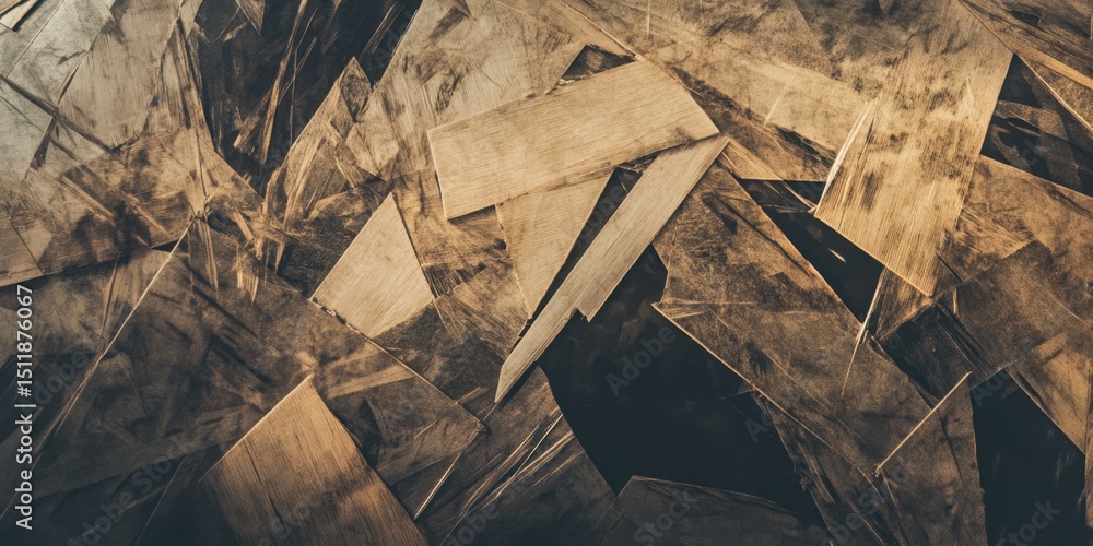 Poster abstract wood textures: a striking composition of layered wooden textures, bathed in warm light, cre