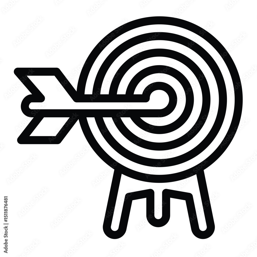 Poster target with bow arrow on tripod stand line icon, design recruitment concept. vector graphics. task c