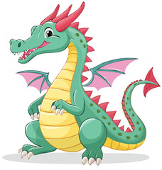 Naklejka premium Cute Green Dragon