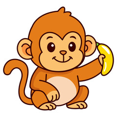 Cute Animal Element Monkey Illustration
