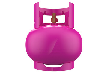 High Res Vibrant Pink Gas Bottle (LPGPropane) Isolated 3D Render - PNG Transparent HD Background Cut Out, Portable Fuel Tank for Design, Cooking Gas, Heating Fuel, Energy Source Utility Graphic.