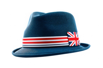 Blue hat with Union Jack isolated on transparent background