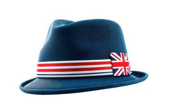 Blue hat with Union Jack isolated on transparent background